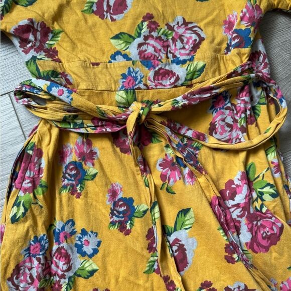 MATILDA JANE MUSTARD YELLOW SIZE MEDIUM ALANA FLORAL WRAP DRESS - Picture 7 of 11
